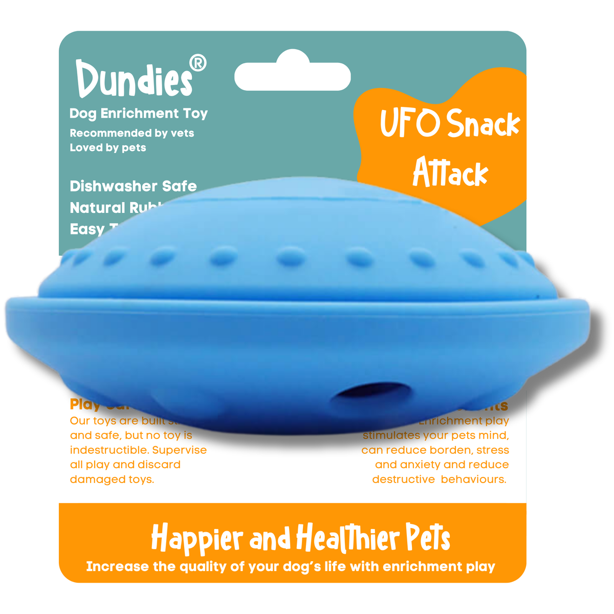 Dundies UFO Snack Attack Enrichment Toy - Blue