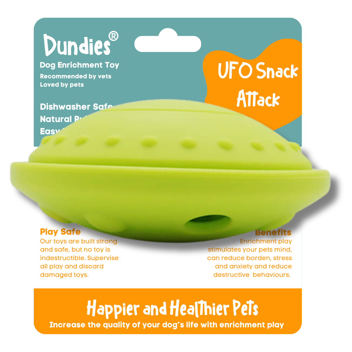 Dundies UFO Snack Attack Enrichment Toy - Green