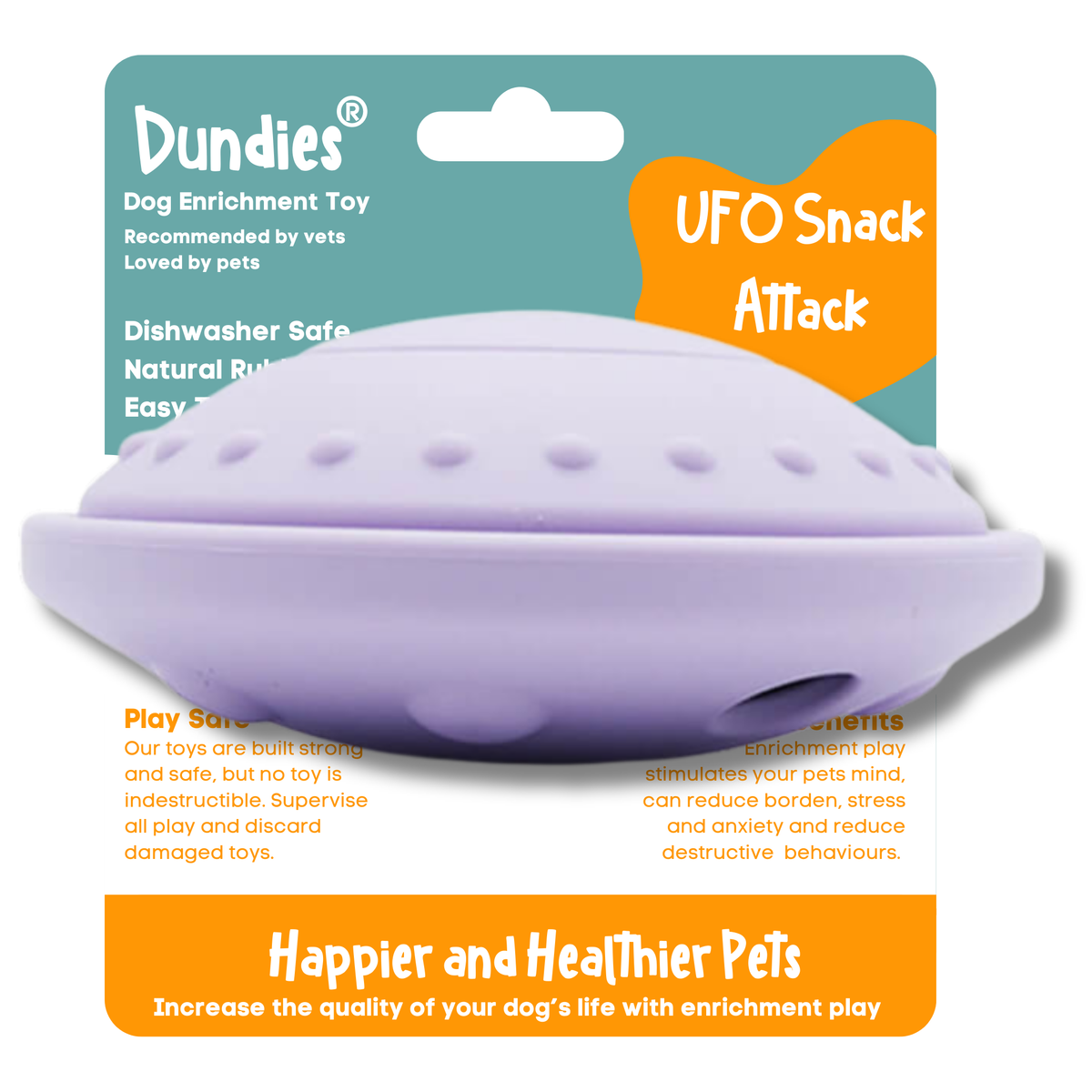 Dundies UFO Snack Attack Enrichment Toy - Purple