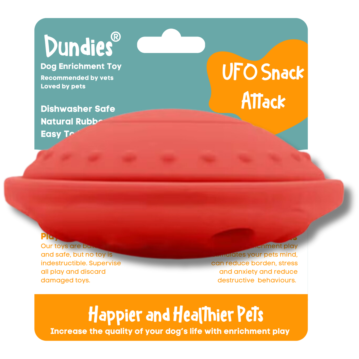 Dundies UFO Snack Attack Enrichment Toy - Red