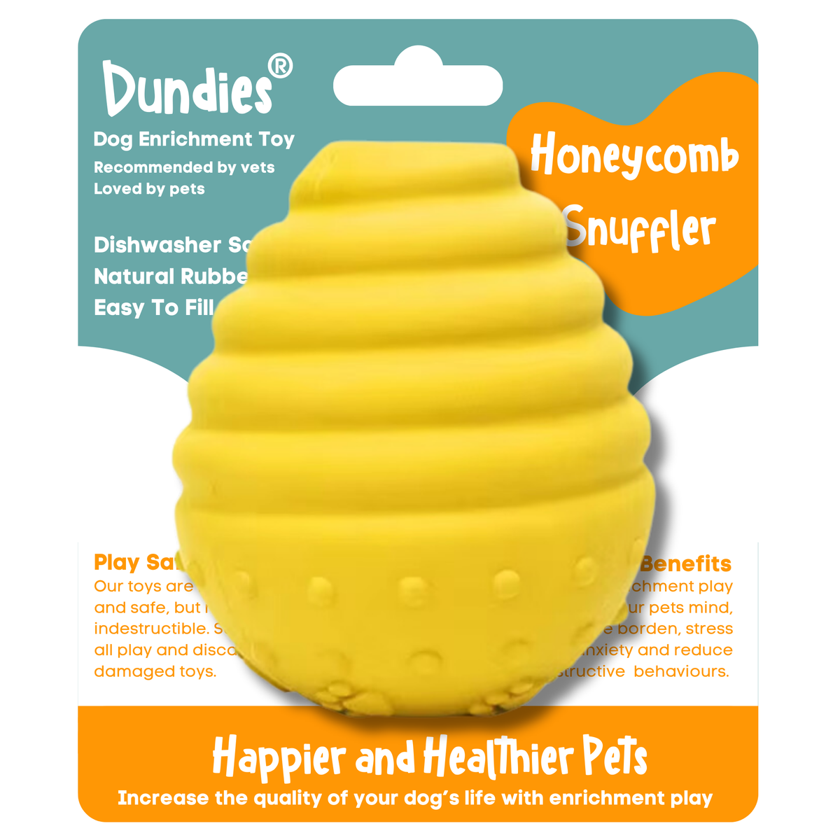 Dundies Honeycomb Snuffler Dog Enrichment Toy - Yellow