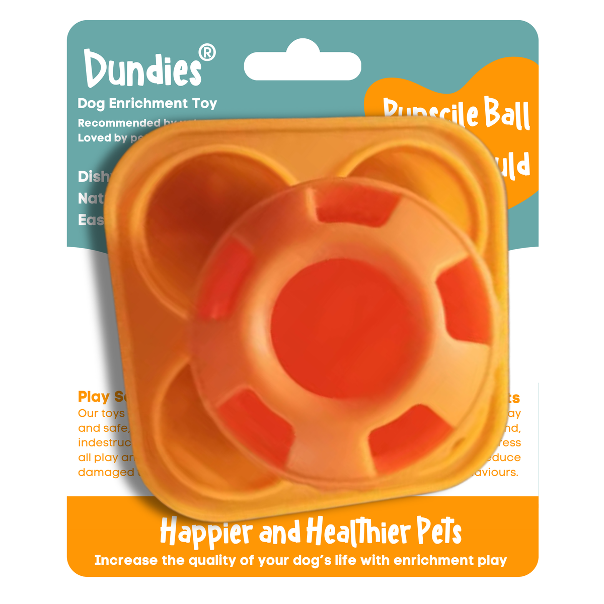 Dundies Dog Ice Block Ball and Mould Dog Enrichment Toy - Orange