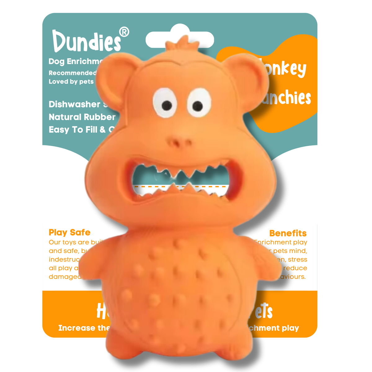 Dundies Monkey Munchies Dog Enrichment Toy - Orange