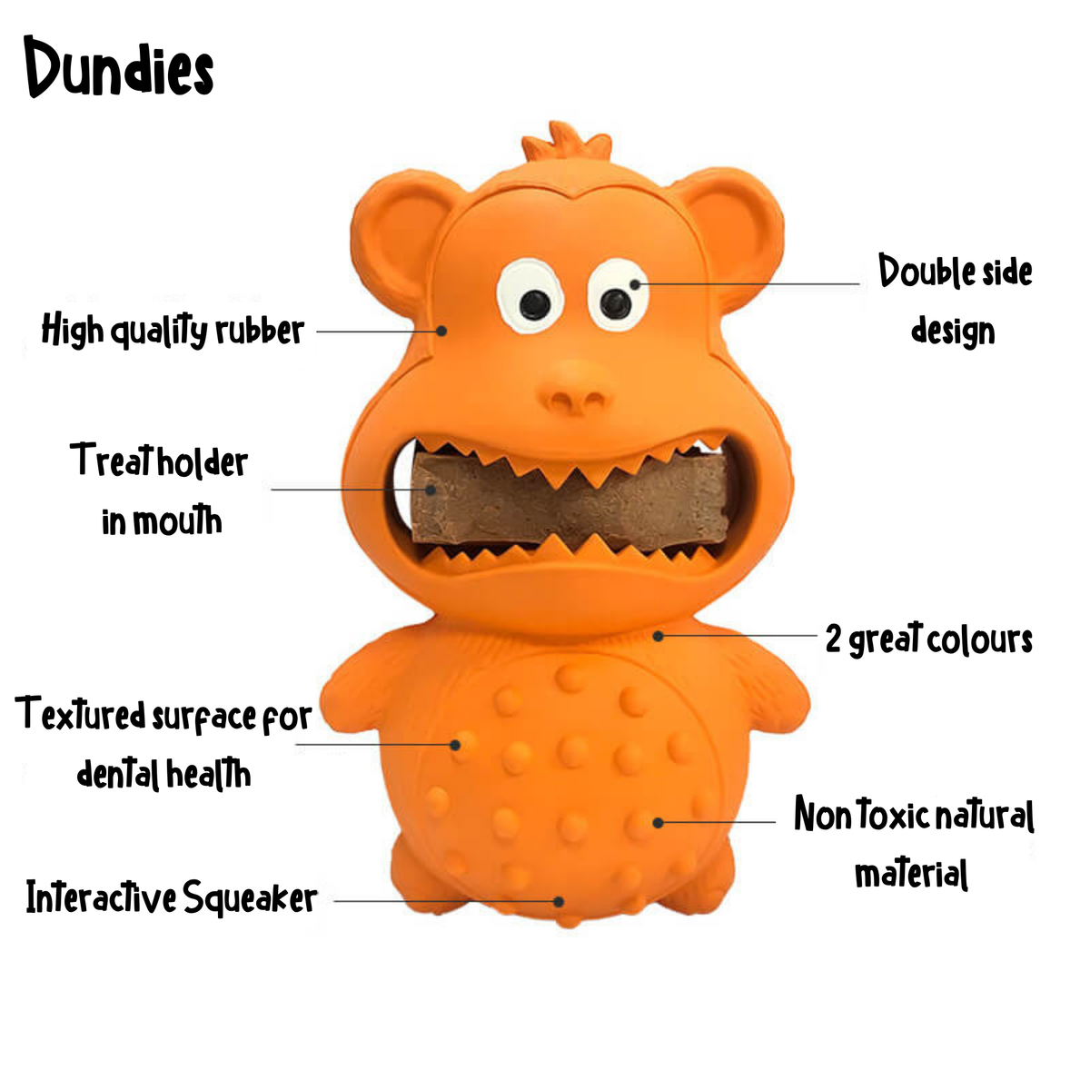 Dundies Monkey Munchies Dog Enrichment Toy - Orange