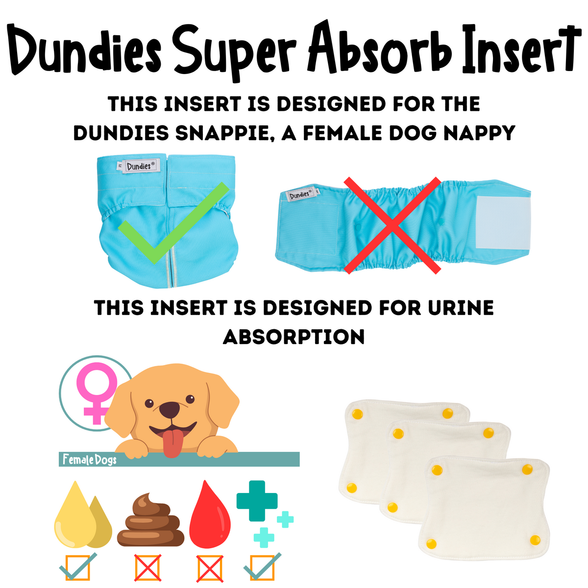 Dundies Snappies Super Absorb Bamboo Insert (Light Incontinence)